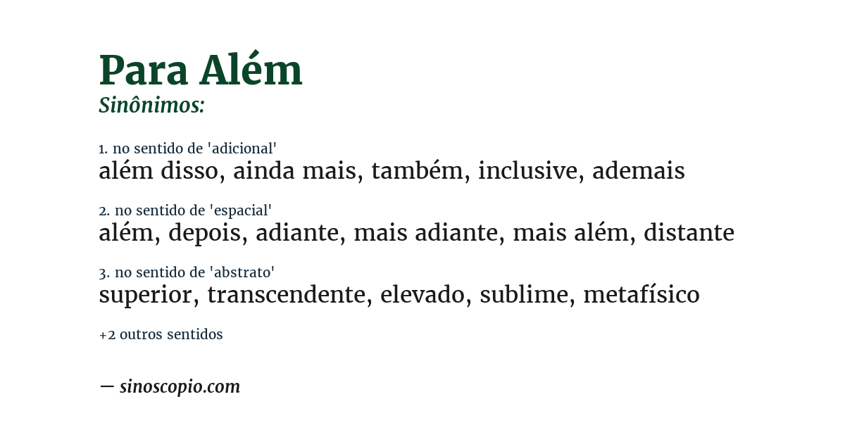 Sinônimo de para além