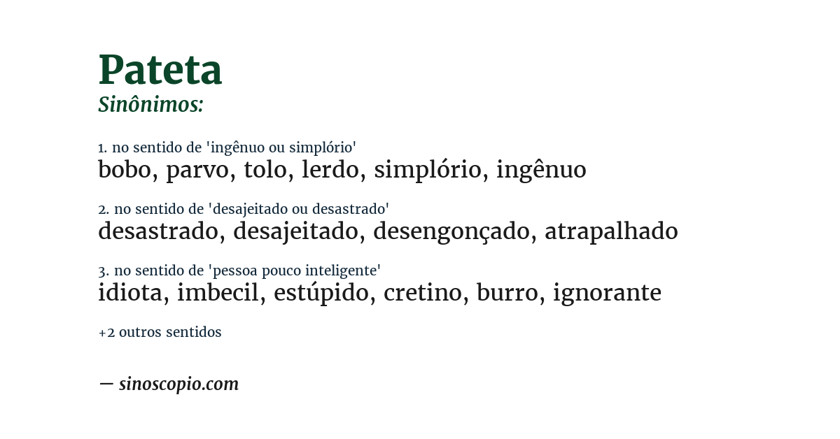Sinônimo de pateta