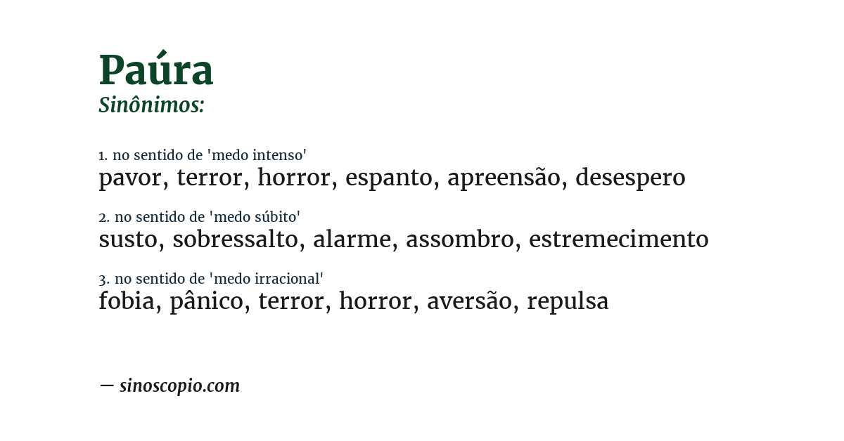 Sinônimo de paúra