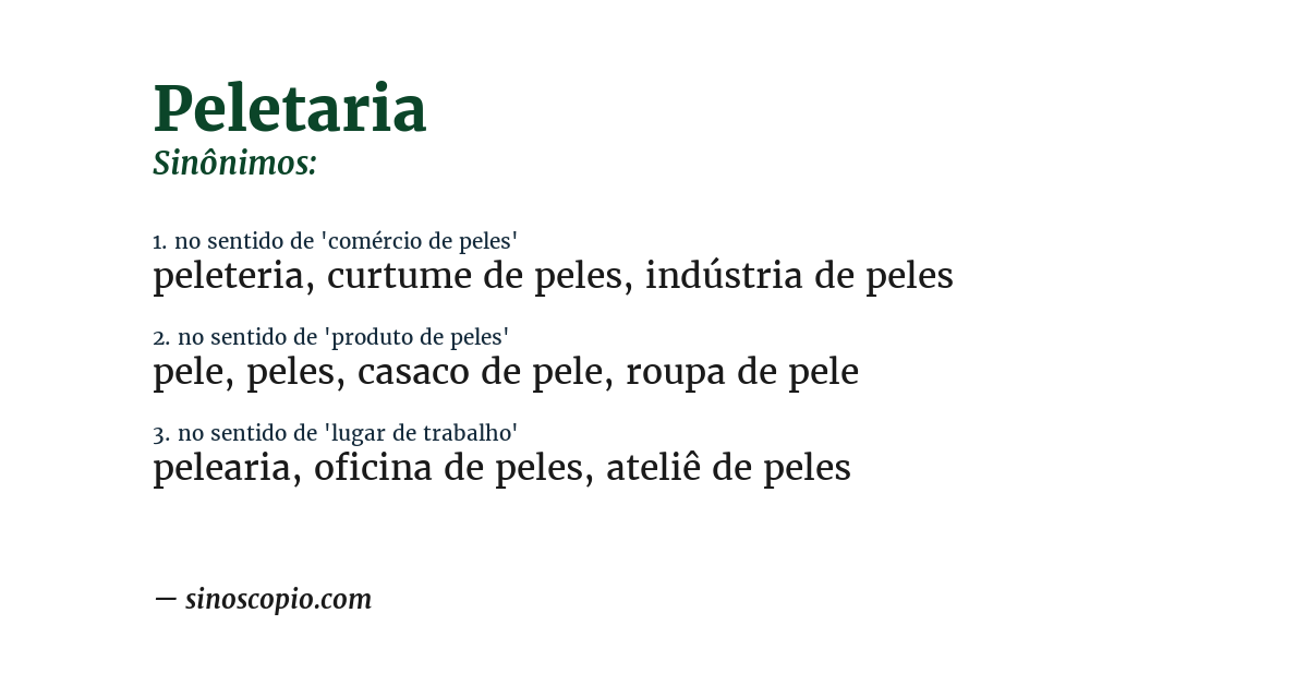 Sinônimo de peletaria