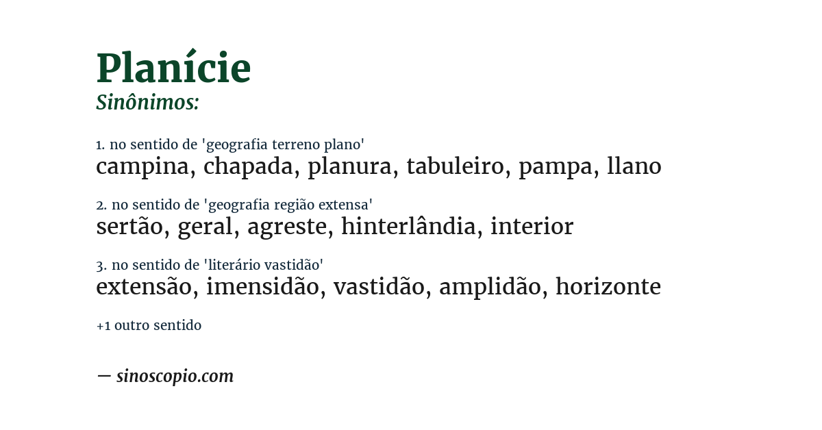 Sinônimo de planície