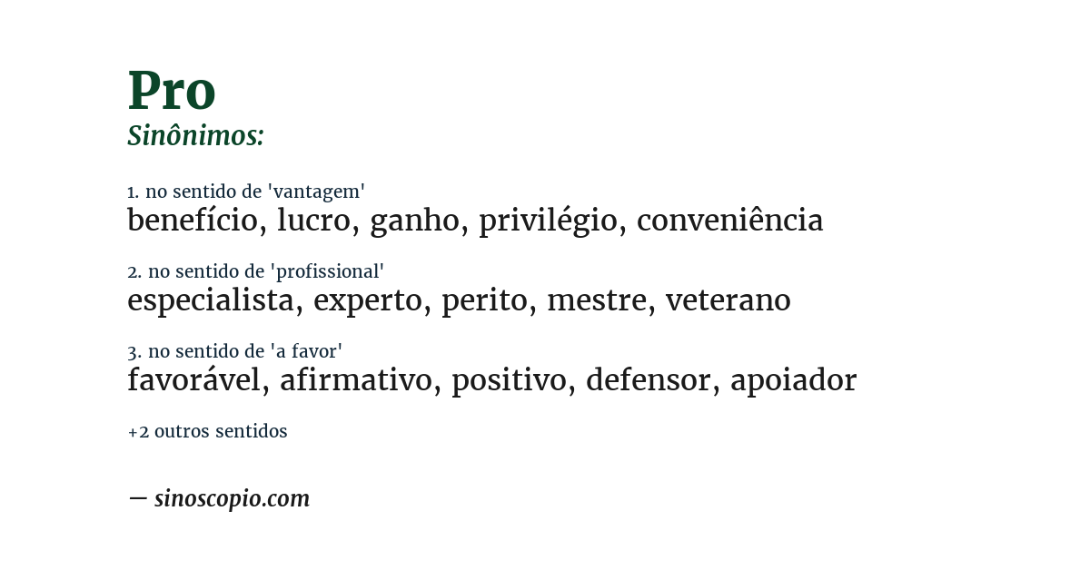 Sinônimo de pro