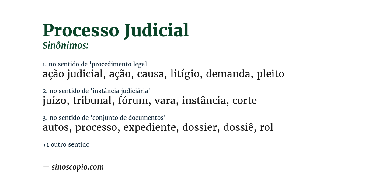 Sinônimo de processo judicial