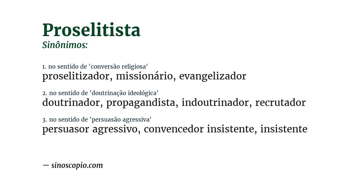 Sinônimo de proselitista