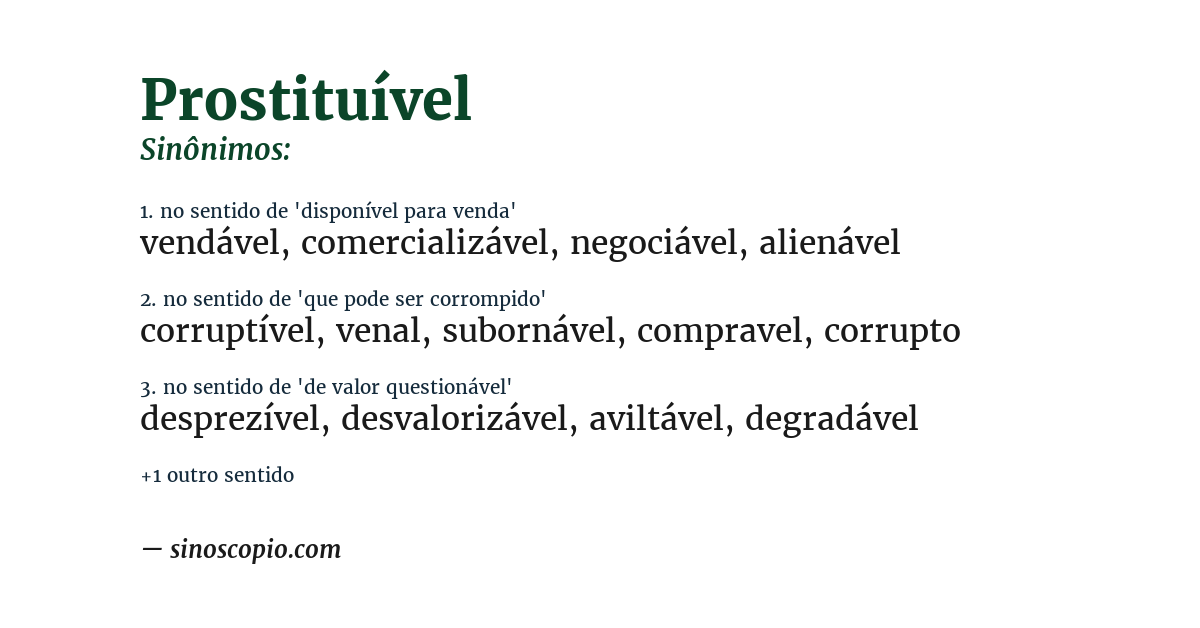 Sinônimo de prostituível