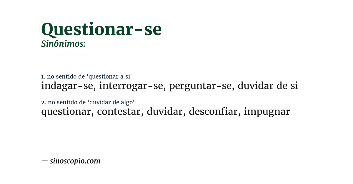 Sinônimo de questionar-se