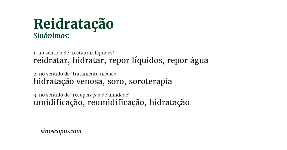 Sinônimo de reidratação