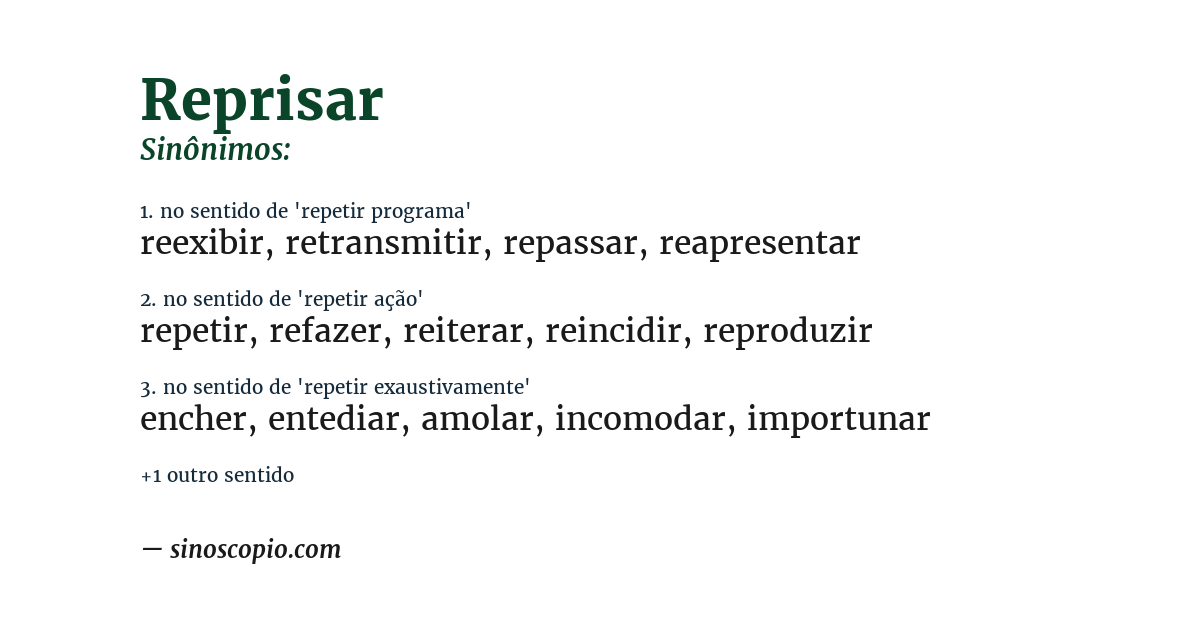 Sinônimo de reprisar