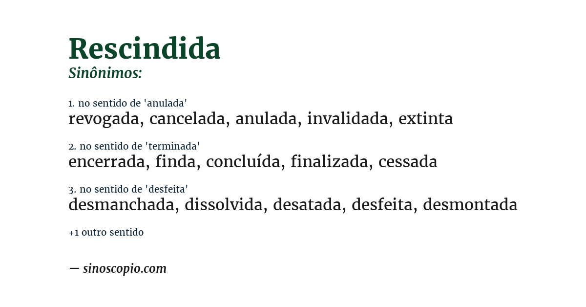Sinônimo de rescindida