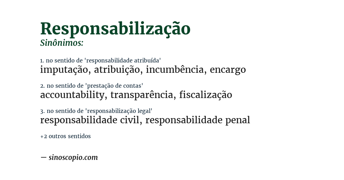 Sinônimo de responsabilização