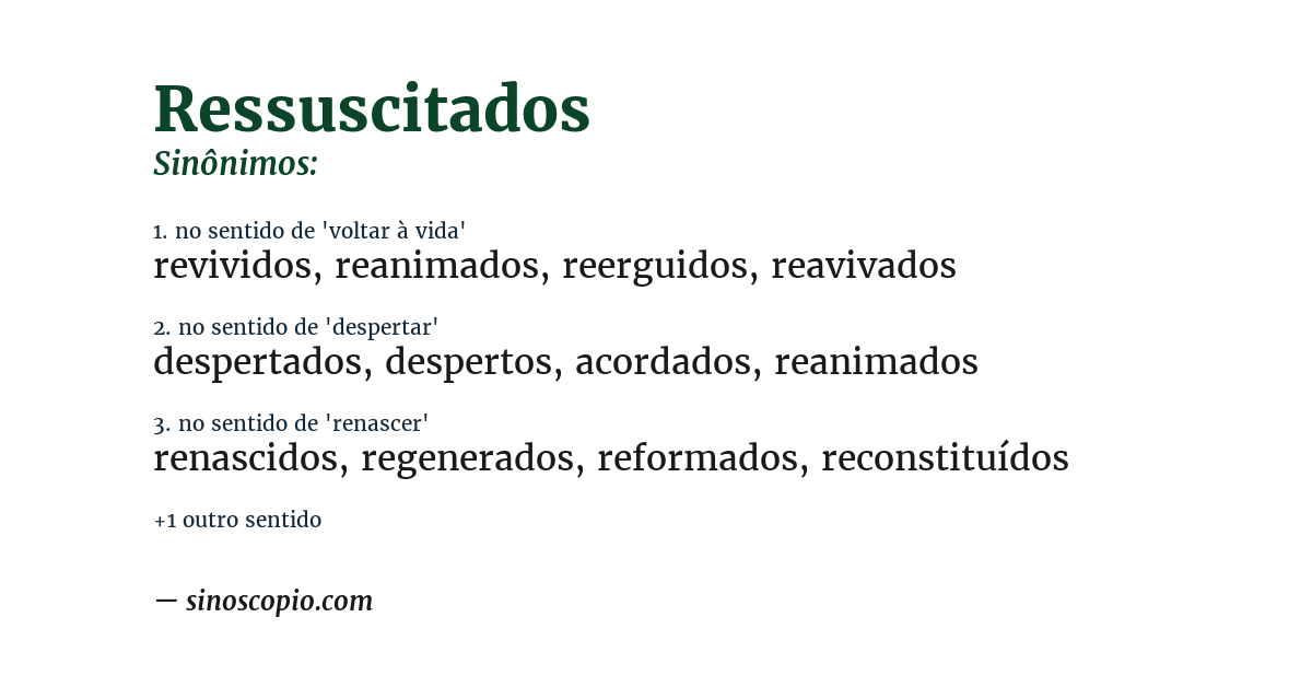 Sinônimo de ressuscitados