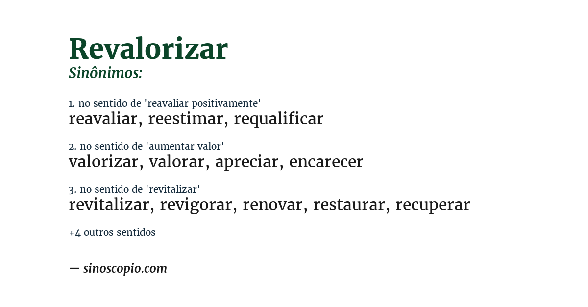 Sinônimo de revalorizar