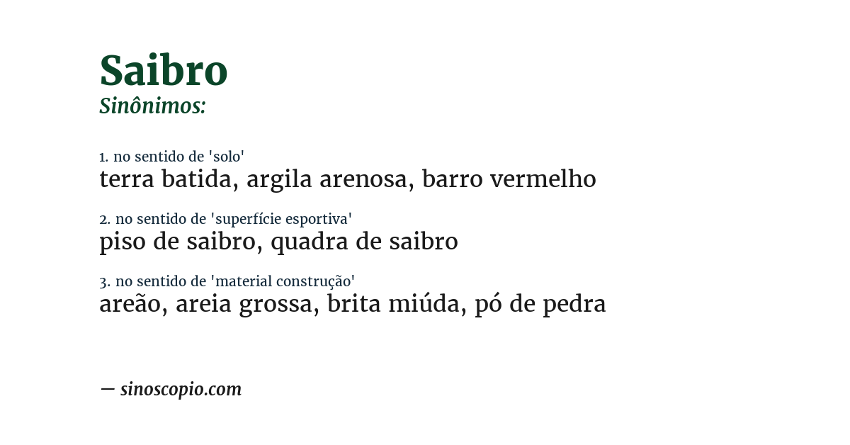 Sinônimo de saibro