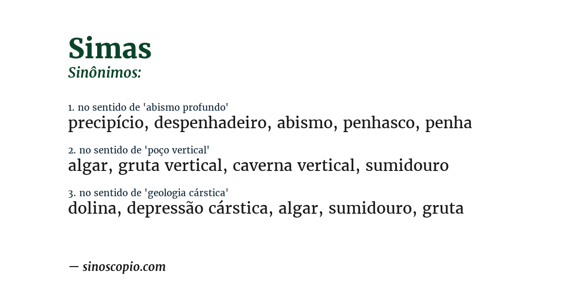 Sinônimo de simas
