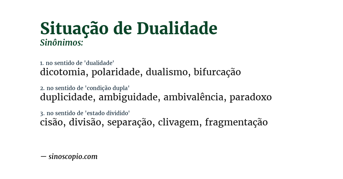 Sinônimo de situação de dualidade