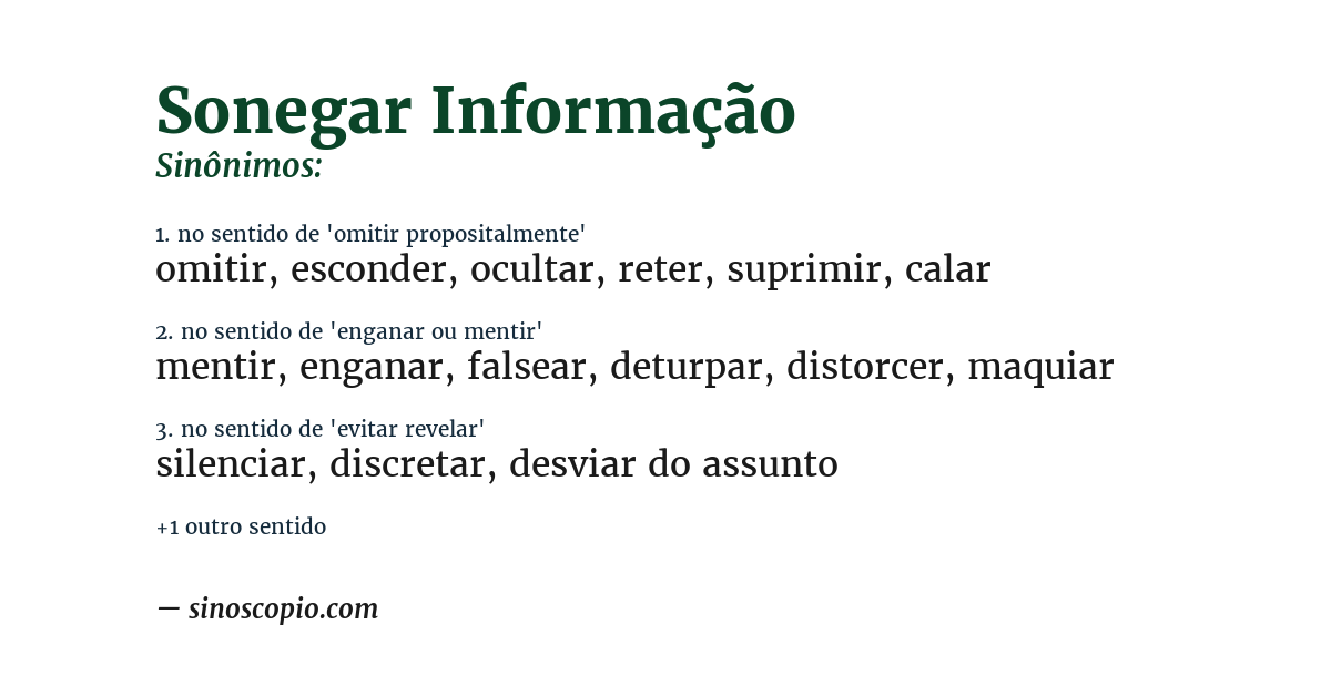 Sinônimo de sonegar informação