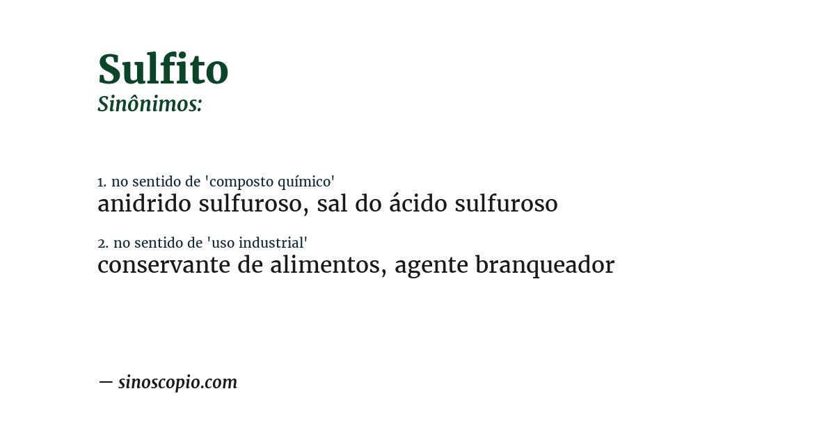 Sinônimo de sulfito