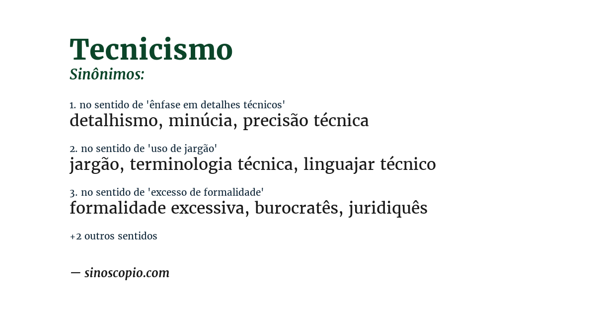 Sinônimo de tecnicismo