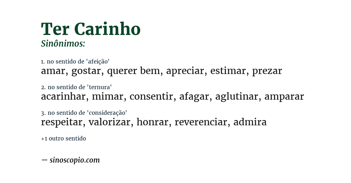 Sinônimo de ter carinho