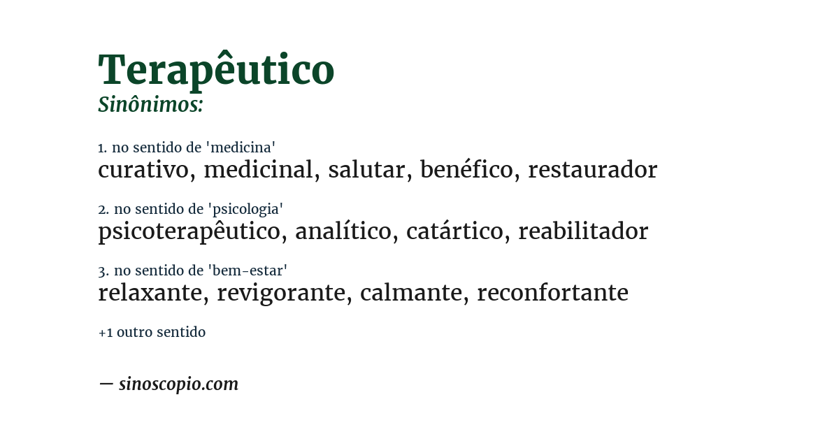 Sinônimo de terapêutico