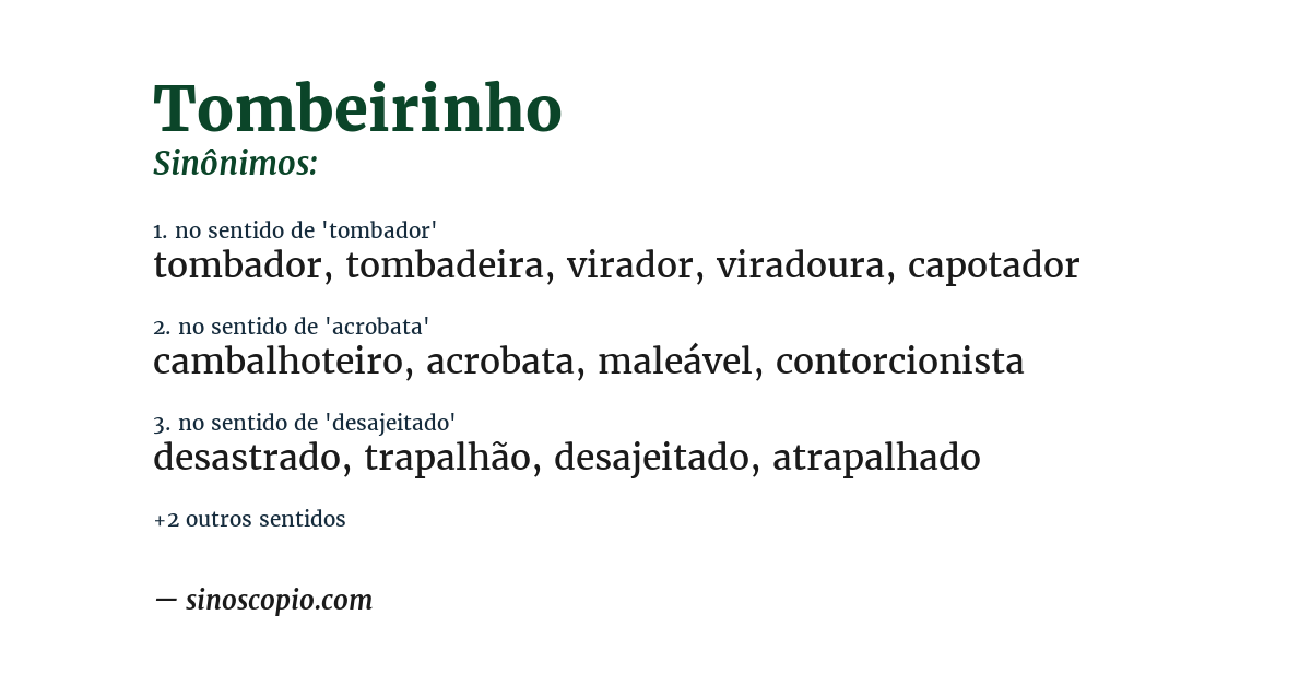 Sinônimo de tombeirinho