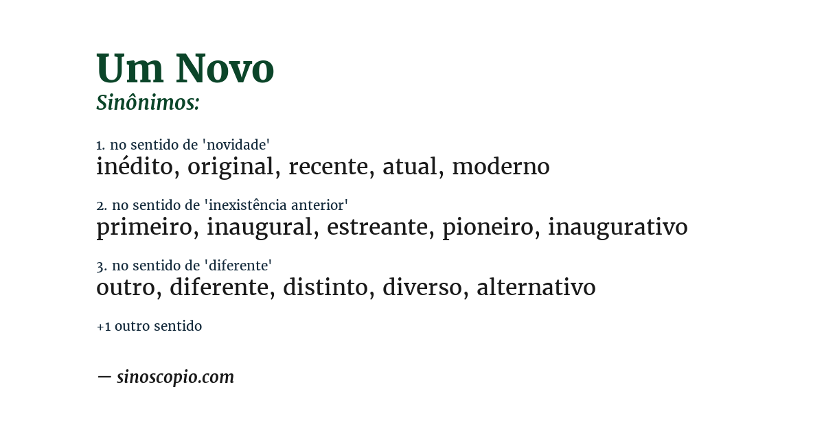 Sinônimo de um novo