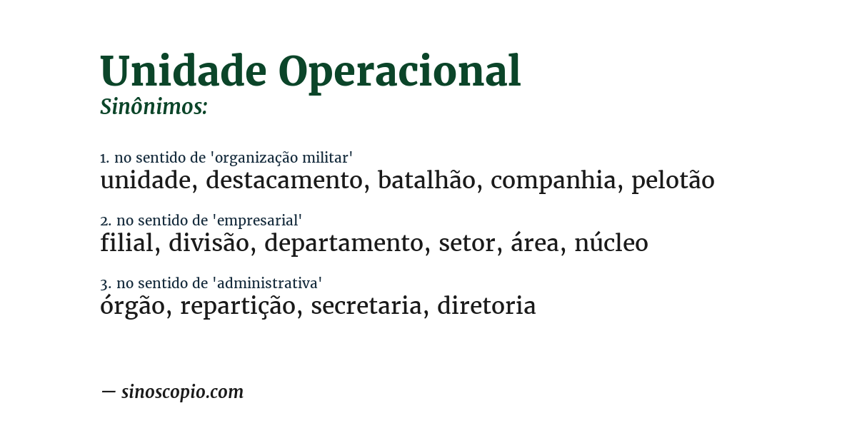 Sinônimo de unidade operacional