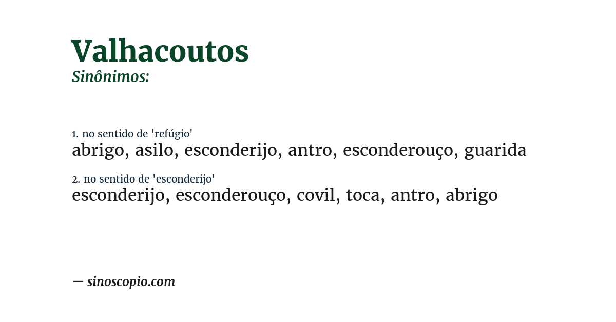 Sinônimo de valhacoutos