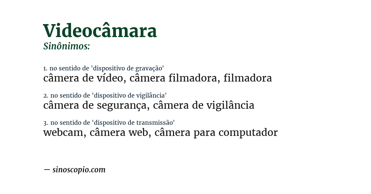 Sinônimo de videocâmara
