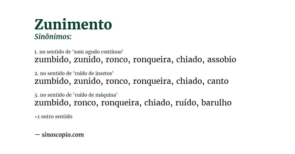 Sinônimo de zunimento