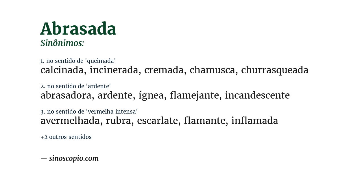Sinônimo de abrasada