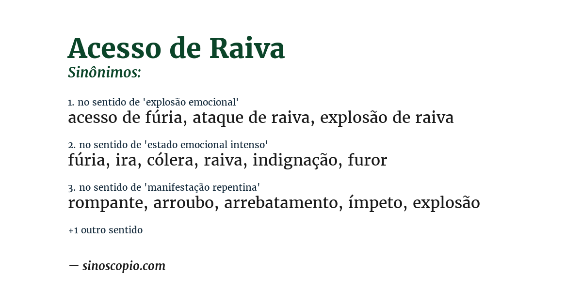 Sinônimo de acesso de raiva