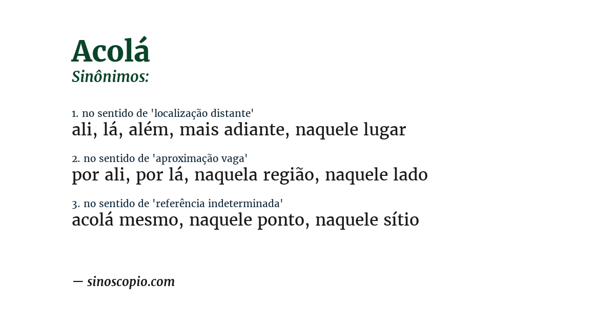 Sinônimo de acolá