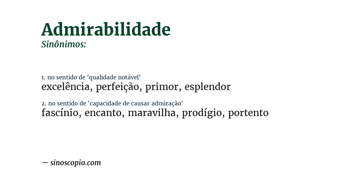 Sinônimo de admirabilidade