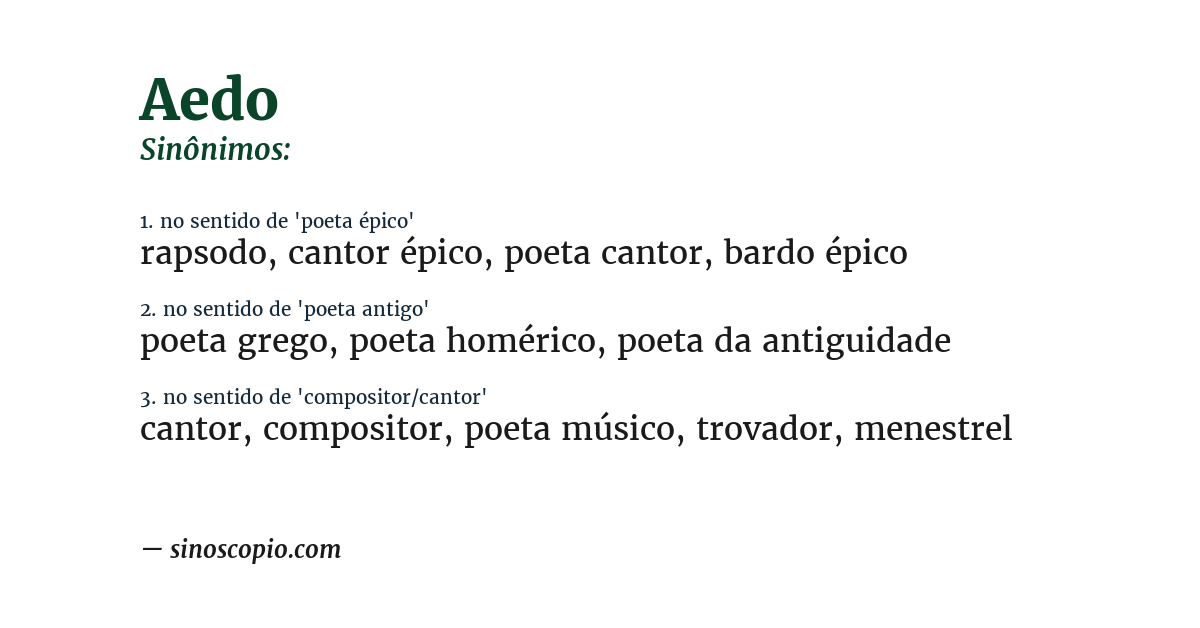 Sinônimo de aedo