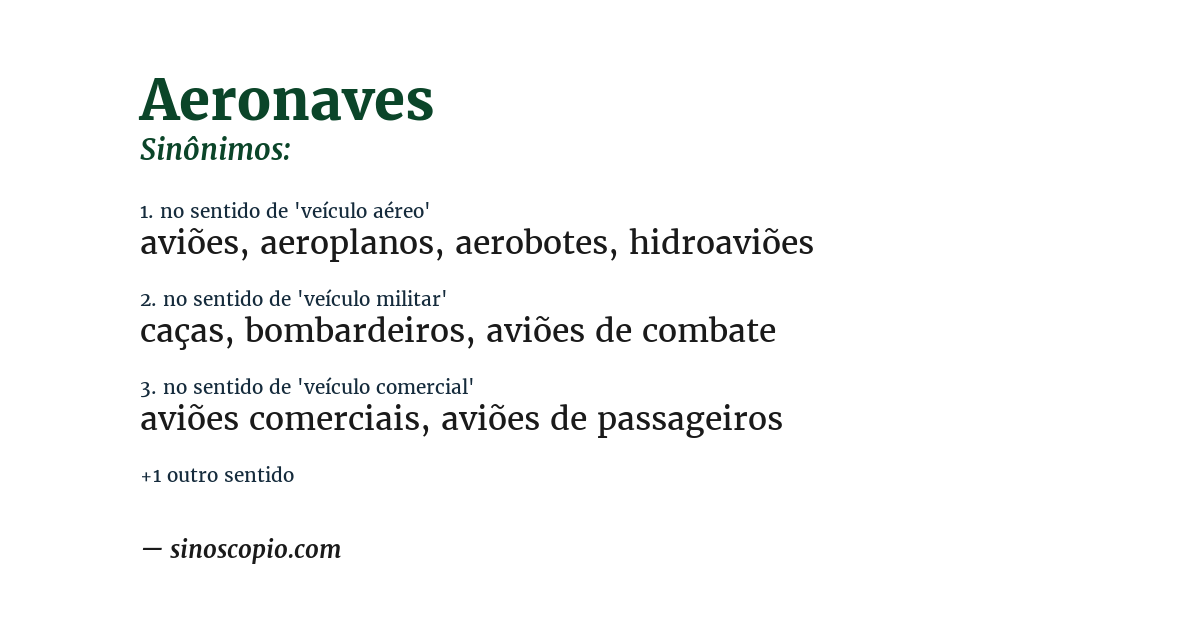 Sinônimo de aeronaves