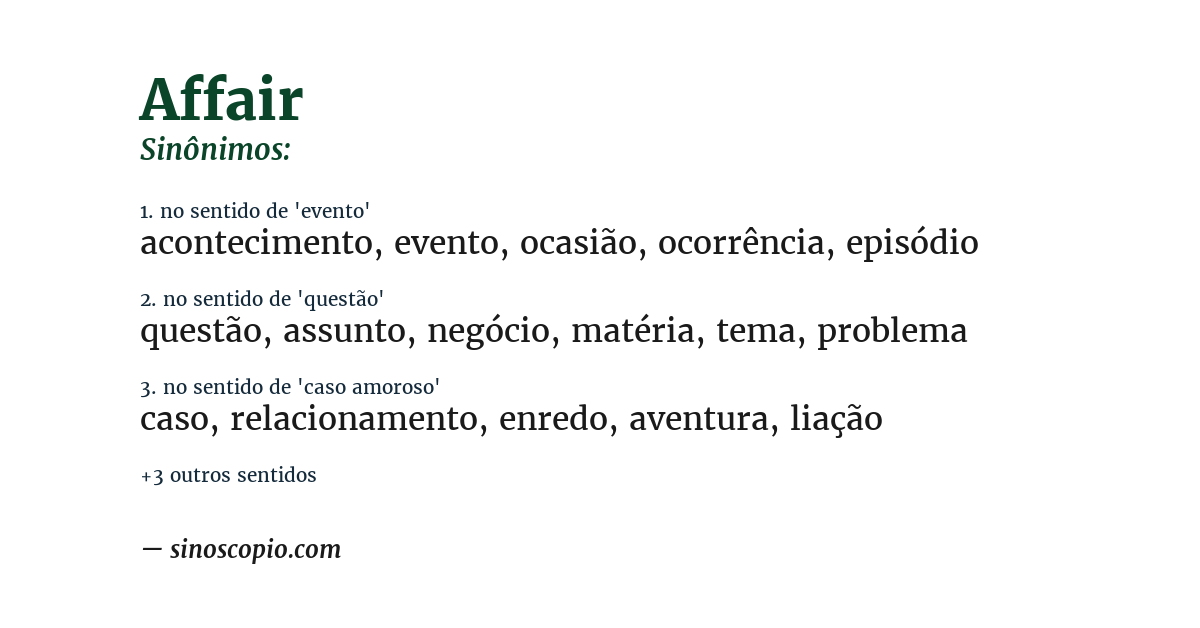 Sinônimo de affair