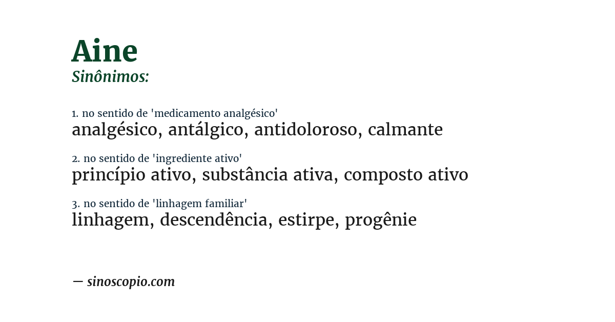 Sinônimo de aine