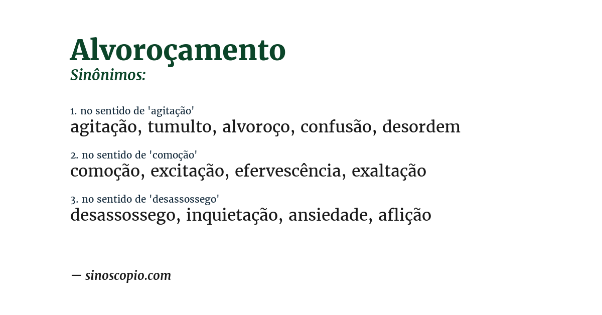 Sinônimo de alvoroçamento