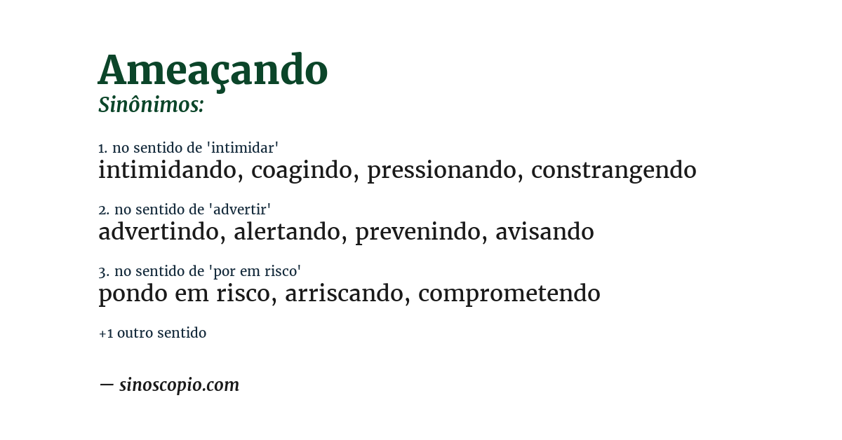 Sinônimo de ameaçando