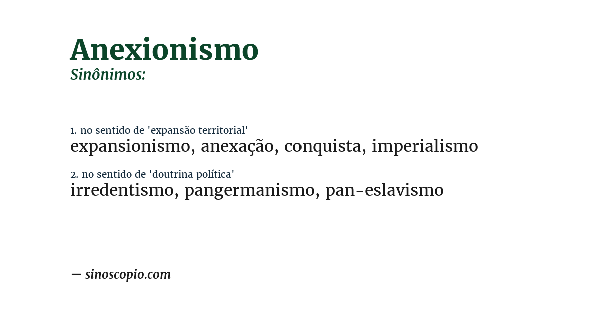 Sinônimo de anexionismo