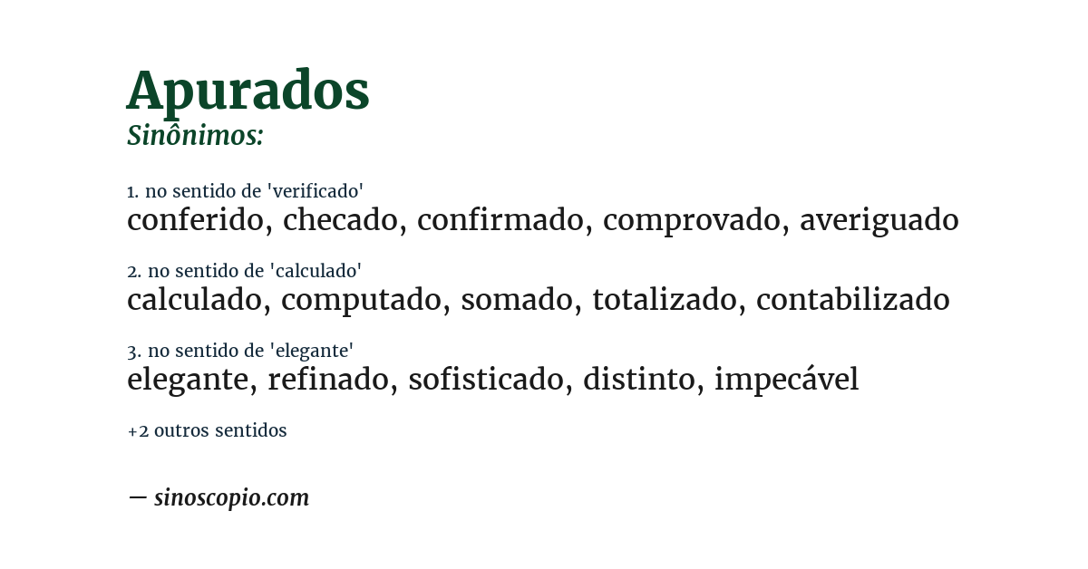 Sinônimo de apurados