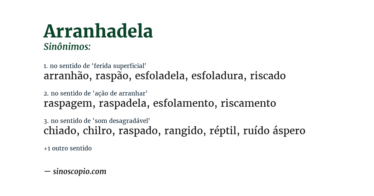 Sinônimo de arranhadela