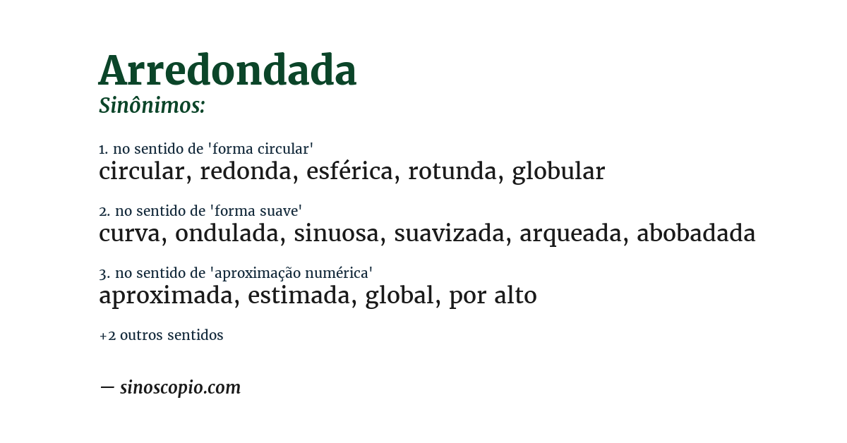 Sinônimo de arredondada