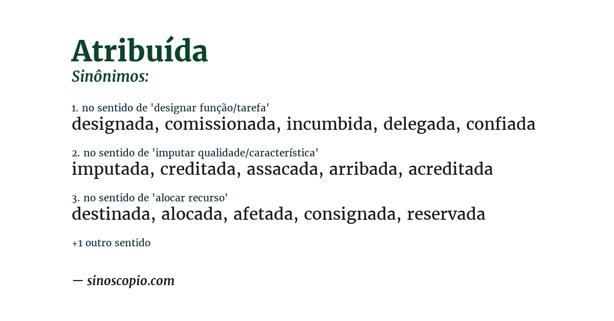 Sinônimo de atribuída