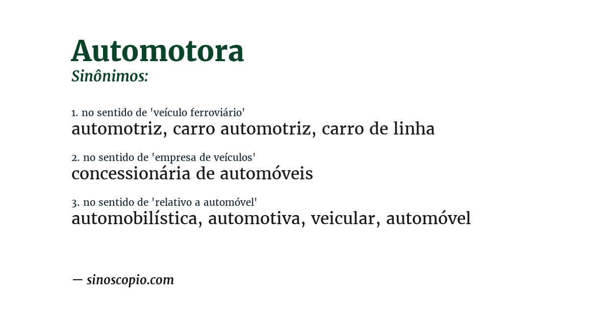 Sinônimo de automotora