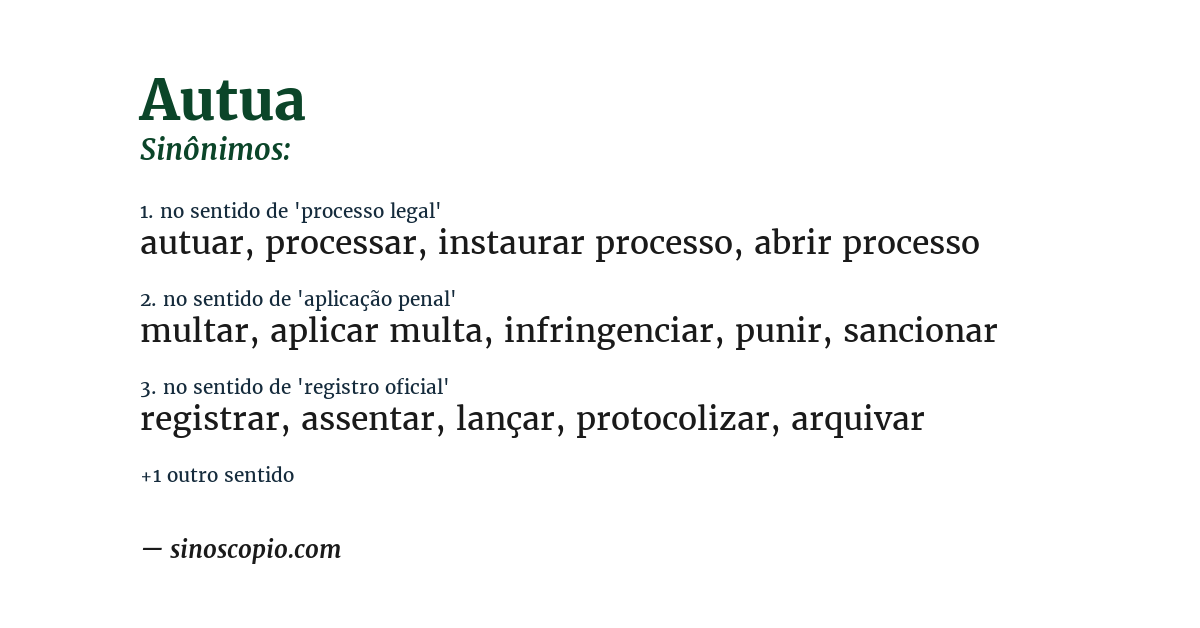 Sinônimo de autua