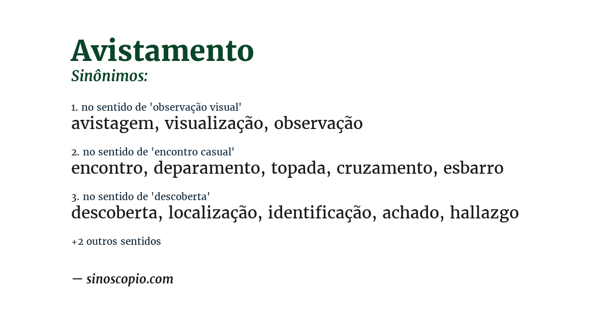 Sinônimo de avistamento