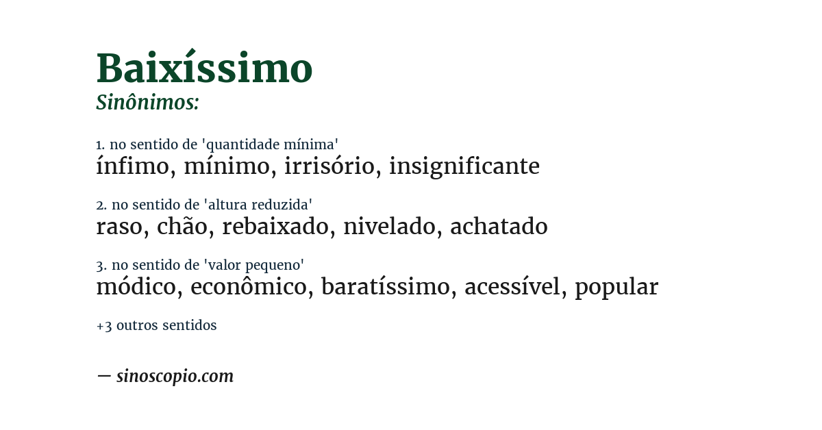 Sinônimo de baixíssimo