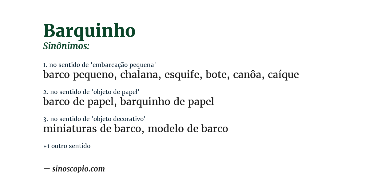 Sinônimo de barquinho